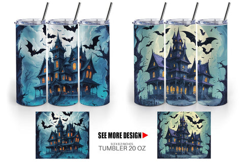 Tumbler Wrap Spooky Haunted House Sublimation artnoy 