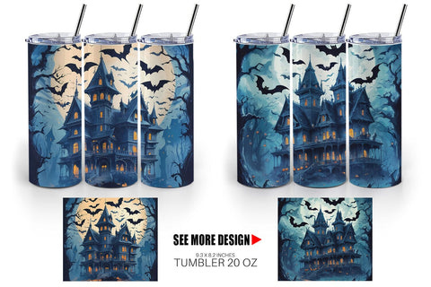 Tumbler Wrap Spooky Haunted House Sublimation artnoy 