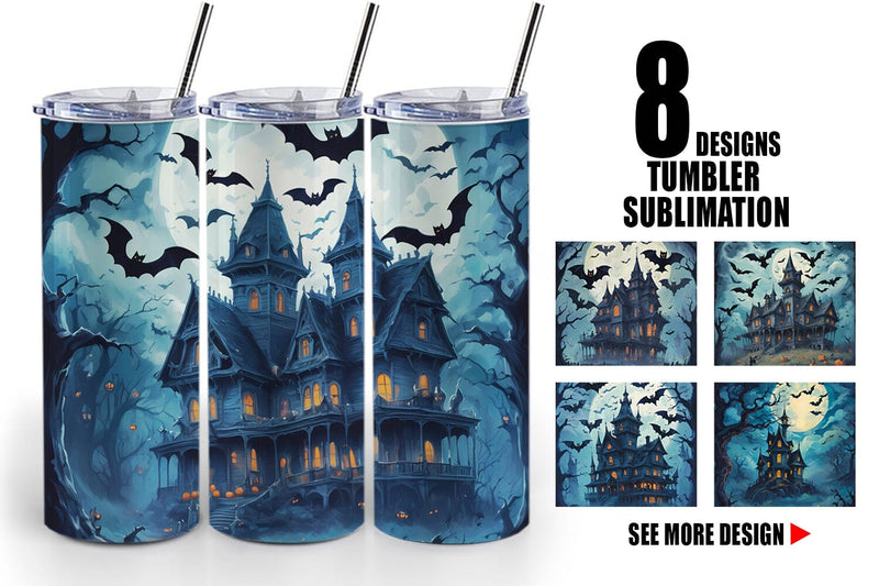 Tumbler Wrap Spooky Haunted House Sublimation artnoy 