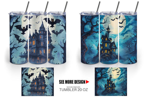 Tumbler Wrap Spooky Haunted House Sublimation artnoy 