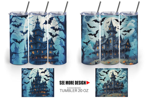 Tumbler Wrap Spooky Haunted House Sublimation artnoy 