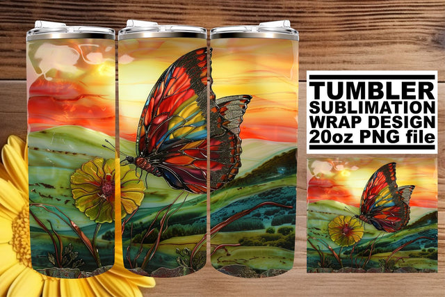 Tumbler Wrap Spring 3D Butterflies Sublimation afrosvg 