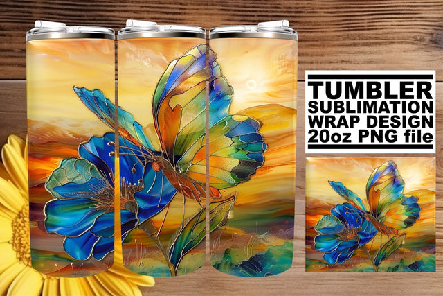 Tumbler Wrap Spring 3D Butterflies Sublimation afrosvg 