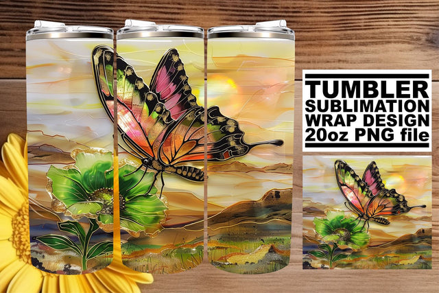 Tumbler Wrap Spring Butterfly 3D Sublimation afrosvg 