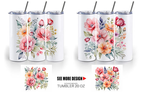 Tumbler Wrap Spring Flowers Bouquet Sublimation artnoy 