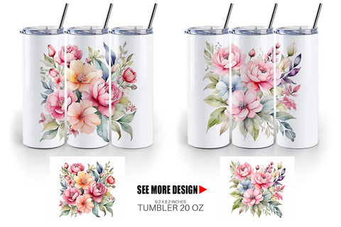 Tumbler Wrap Spring Flowers Bouquet Sublimation artnoy 