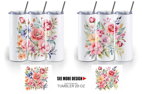 Tumbler Wrap Spring Flowers Bouquet Sublimation artnoy 