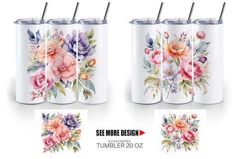 Tumbler Wrap Spring Flowers Bouquet Sublimation artnoy 