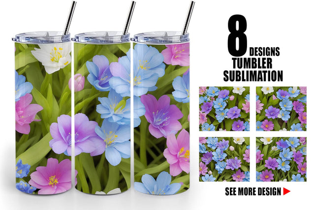 Tumbler Wrap Spring flowers Pattern Sublimation artnoy 
