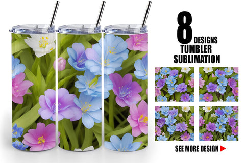 Tumbler Wrap Spring flowers Pattern Sublimation artnoy 