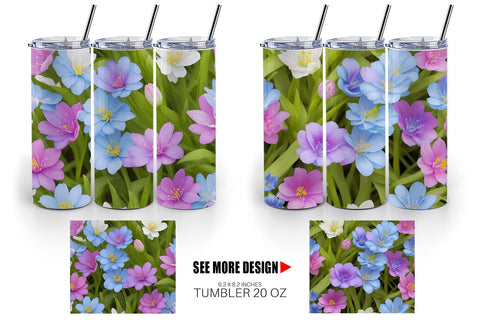 Tumbler Wrap Spring flowers Pattern Sublimation artnoy 