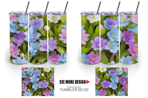 Tumbler Wrap Spring flowers Pattern Sublimation artnoy 