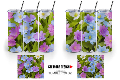 Tumbler Wrap Spring flowers Pattern Sublimation artnoy 