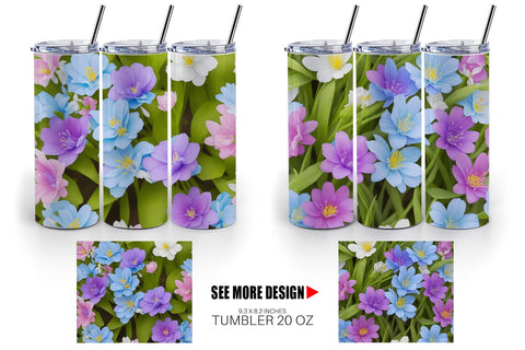 Tumbler Wrap Spring flowers Pattern Sublimation artnoy 