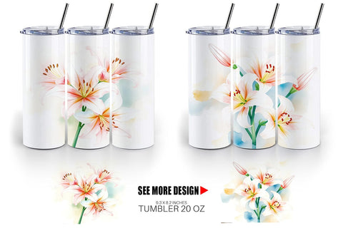 Tumbler Wrap Spring lilies Sublimation artnoy 
