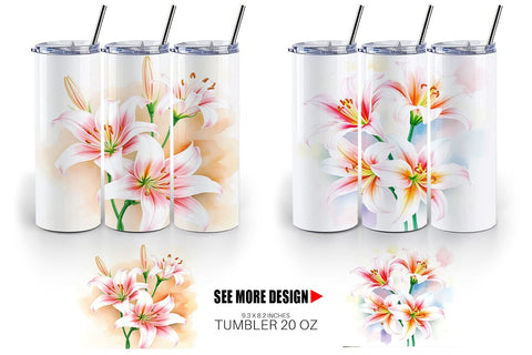 Tumbler Wrap Spring lilies Sublimation artnoy 