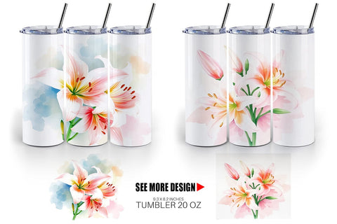 Tumbler Wrap Spring lilies Sublimation artnoy 