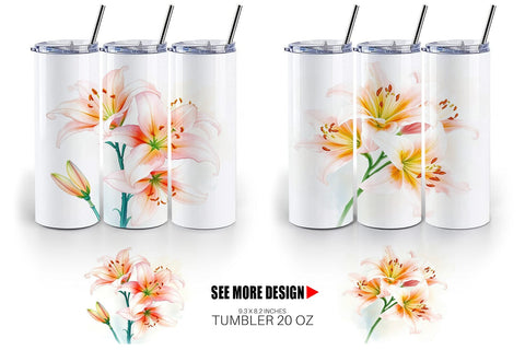 Tumbler Wrap Spring lilies Sublimation artnoy 