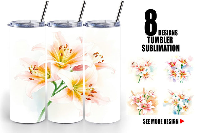 Tumbler Wrap Spring lilies Sublimation artnoy 