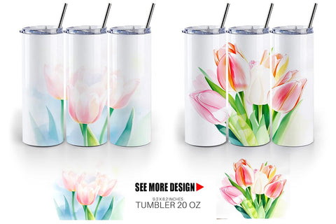 Tumbler Wrap Spring Tulips Sublimation artnoy 