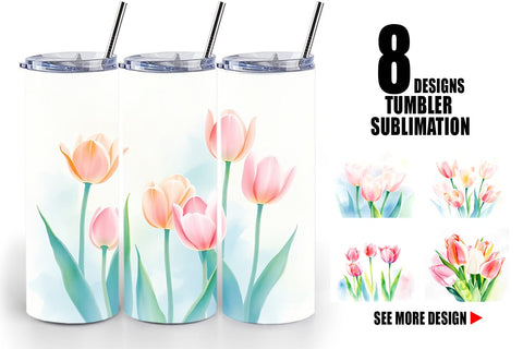 Tumbler Wrap Spring Tulips Sublimation artnoy 