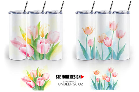 Tumbler Wrap Spring Tulips Sublimation artnoy 