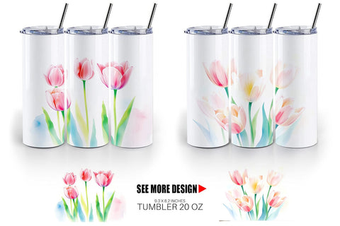 Tumbler Wrap Spring Tulips Sublimation artnoy 