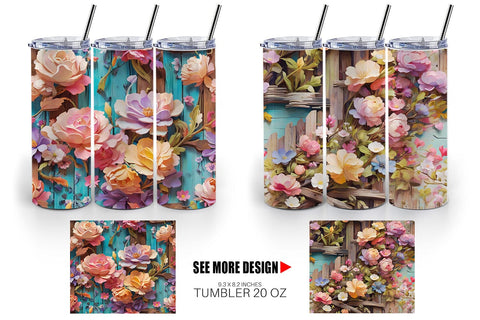 Tumbler Wrap Spring Wooden Fence Sublimation artnoy 