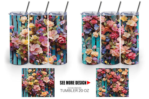 Tumbler Wrap Spring Wooden Fence Sublimation artnoy 