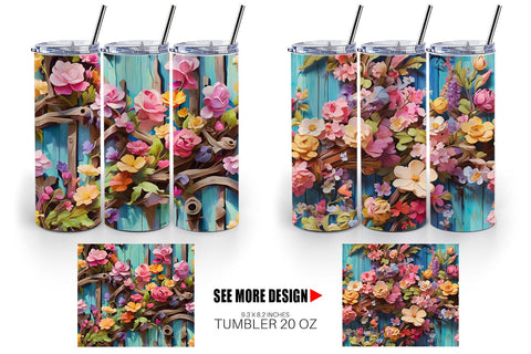 Tumbler Wrap Spring Wooden Fence Sublimation artnoy 