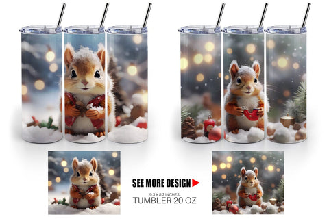 Tumbler Wrap Squirrel Christmas Sublimation artnoy 