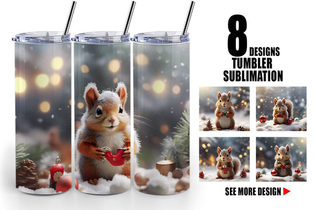 Tumbler Wrap Squirrel Christmas Sublimation artnoy 