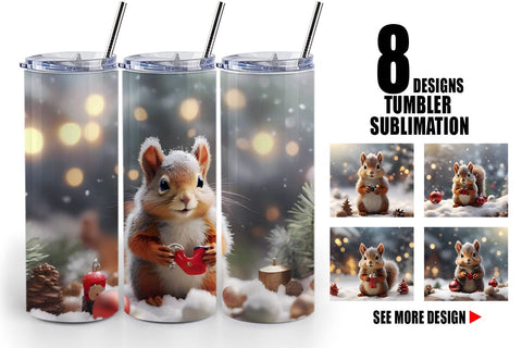 Tumbler Wrap Squirrel Christmas Sublimation artnoy 