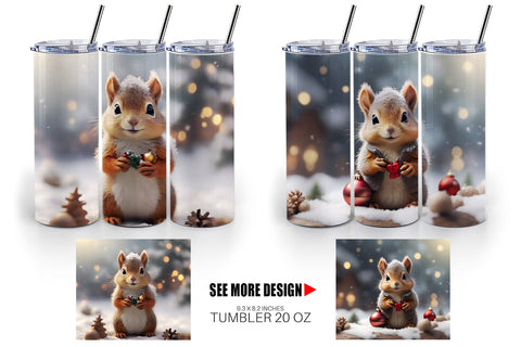 Tumbler Wrap Squirrel Christmas Sublimation artnoy 