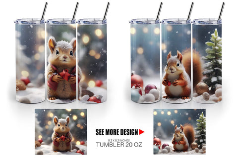 Tumbler Wrap Squirrel Christmas Sublimation artnoy 