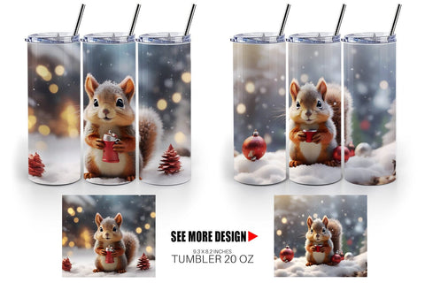 Tumbler Wrap Squirrel Christmas Sublimation artnoy 