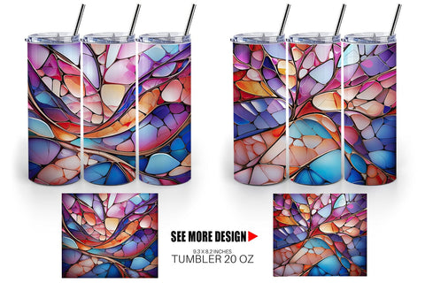 Tumbler Wrap Stained Glass Mosaic Sublimation artnoy 