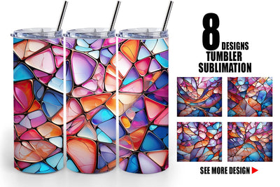 Tumbler Wrap Stained Glass Mosaic Sublimation artnoy 
