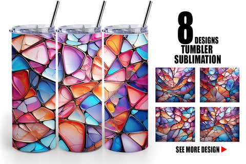 Tumbler Wrap Stained Glass Mosaic Sublimation artnoy 