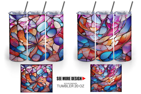 Tumbler Wrap Stained Glass Mosaic Sublimation artnoy 