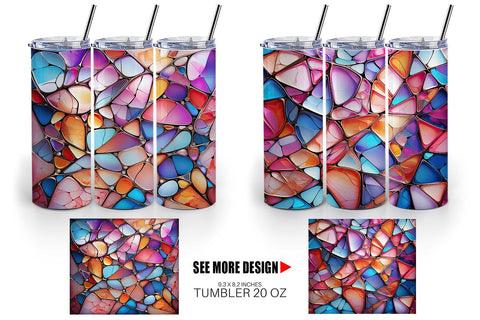 Tumbler Wrap Stained Glass Mosaic Sublimation artnoy 