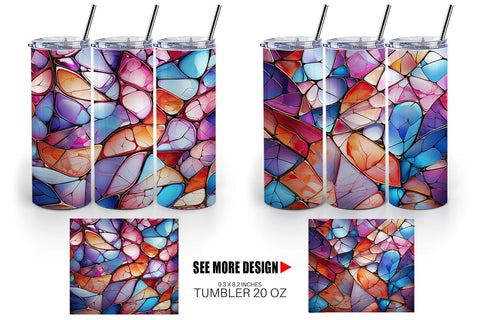 Tumbler Wrap Stained Glass Mosaic Sublimation artnoy 