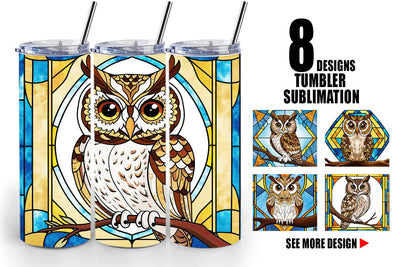 Tumbler Wrap Stained Glass Owl Sublimation artnoy 