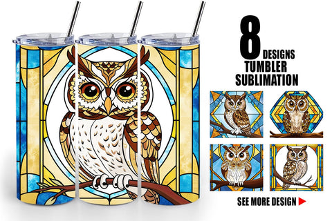 Tumbler Wrap Stained Glass Owl Sublimation artnoy 