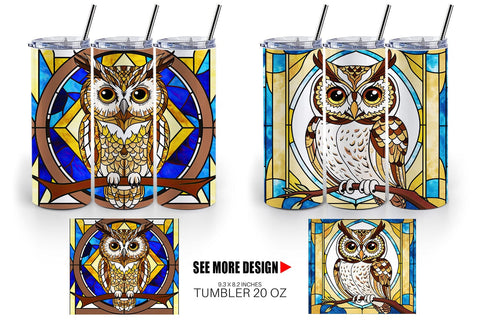 Tumbler Wrap Stained Glass Owl Sublimation artnoy 