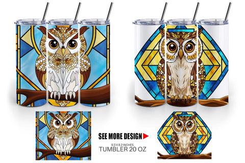 Tumbler Wrap Stained Glass Owl Sublimation artnoy 