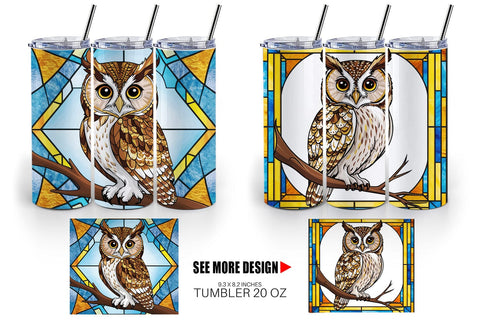 Tumbler Wrap Stained Glass Owl Sublimation artnoy 