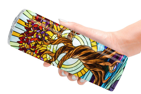 Tumbler Wrap Stained Glass Tree Sublimation artnoy 