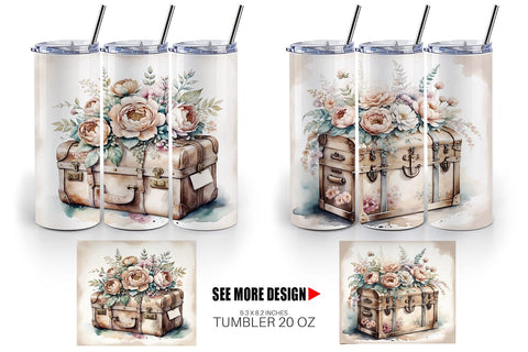 Tumbler Wrap Steamer Trunk Sublimation artnoy 