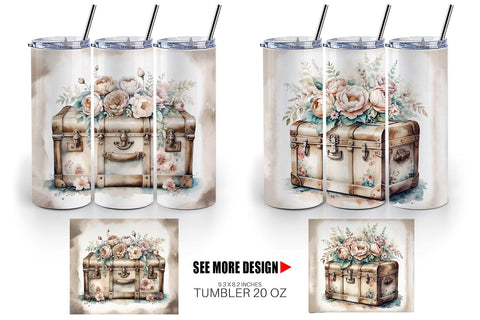 Tumbler Wrap Steamer Trunk Sublimation artnoy 